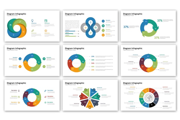 彩色环形关系图PPT模板 - 顶尖PPT