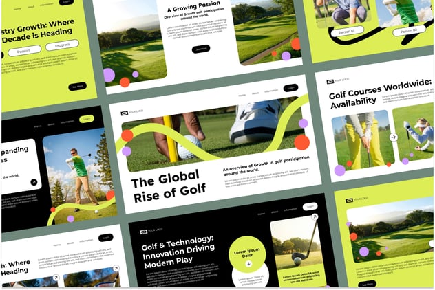 高尔夫运动项目推广动感风格展示PPT模板 - 顶尖PPT