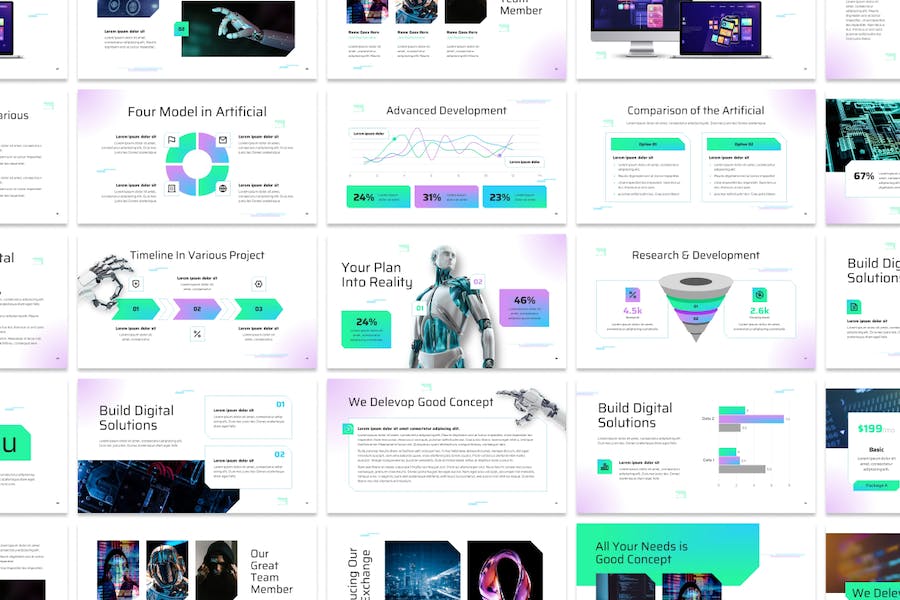 人工智能技术应用解决方案PPT模板 - 顶尖PPT