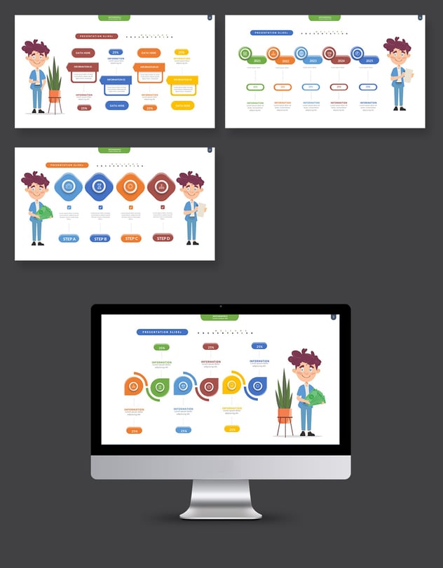 彩色微立体风商务图形PPT模板 - 顶尖PPT