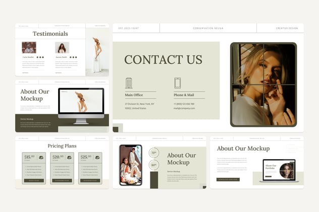 创意极简风格摄影模特服装展示PPT模板 - 顶尖PPT