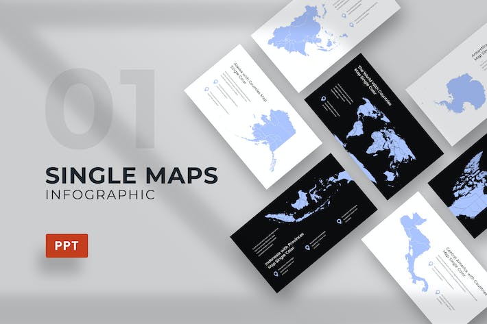 世界各个国家单色地图PPT模板 - 顶尖PPT