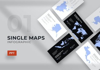 世界各个国家单色地图PPT模板 - 顶尖PPT