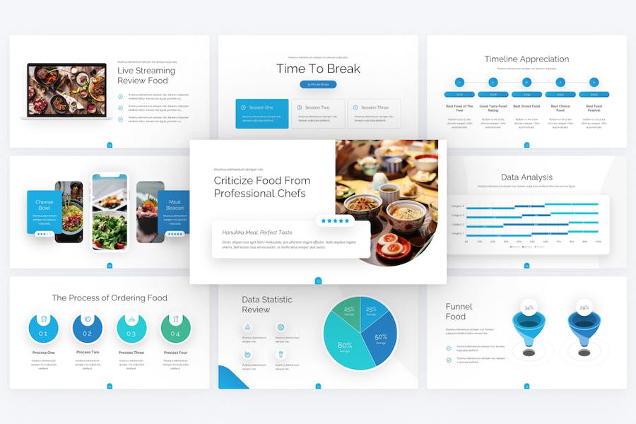 婴儿营养膳食蓝色简单食品keynote模板 - 顶尖PPT
