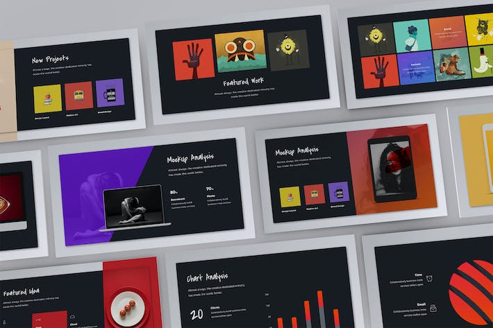 广告创意公司作品展示PPT模板 - 顶尖PPT