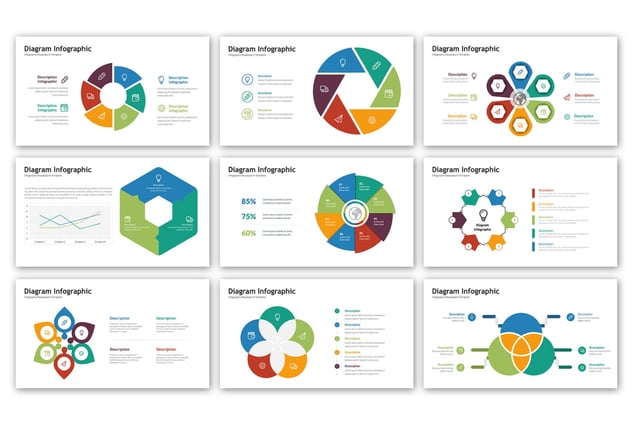 彩色环形关系图PPT模板 - 顶尖PPT