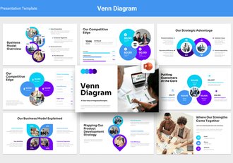 蓝紫色商务风格文氏图维恩图PPT模板 - 顶尖PPT