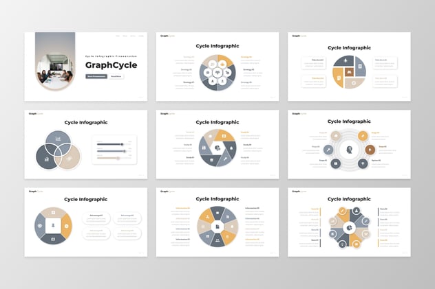 商务质感循环关系流程图形PPT模板 - 顶尖PPT