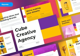 立方体创意几何设计作品展示Keynote模板 - 顶尖PPT