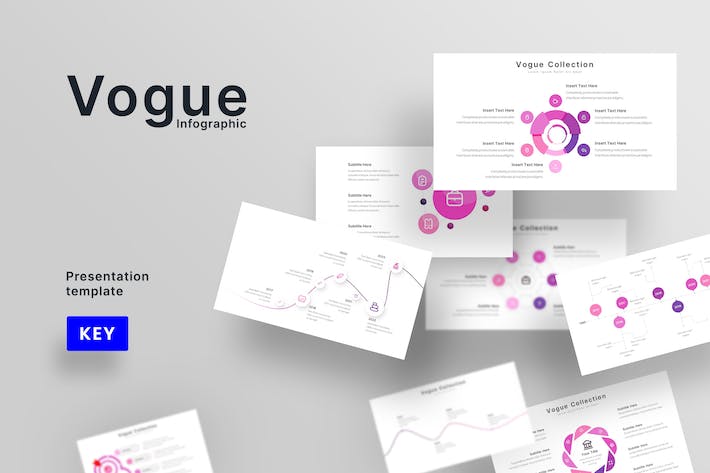 时尚杂志风格数据信息图形Keynote模板 - 顶尖PPT