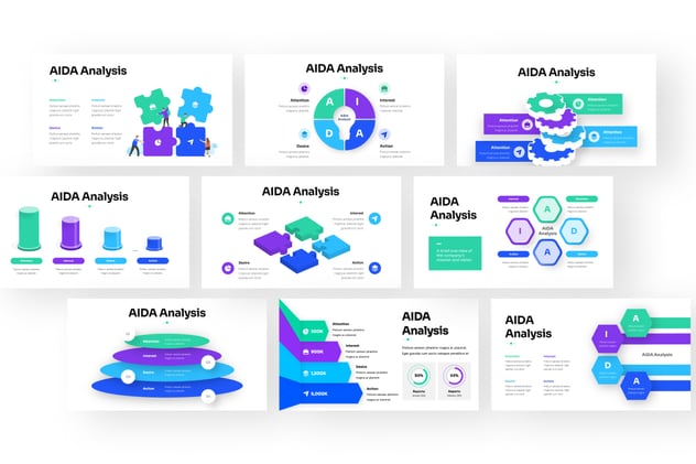 AIDA分析信息图表keynote模板 - 顶尖PPT