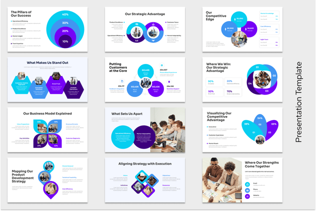 蓝紫色商务风格文氏图维恩图PPT模板 - 顶尖PPT