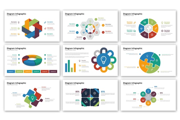 彩色环形关系图PPT模板 - 顶尖PPT