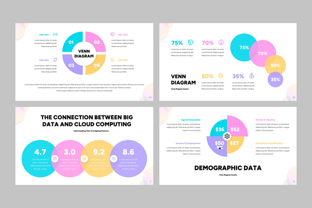 彩色文氏图维恩图形PPT模板 - 顶尖PPT