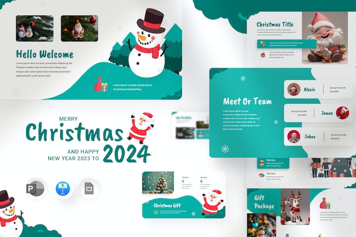 卡通插画圣诞老人圣诞节快乐圣诞PPT模板 - 顶尖PPT