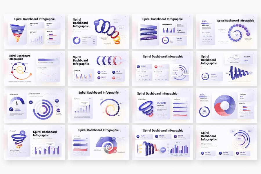螺旋仪表板数据监控Keynote模板 - 顶尖PPT