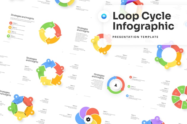 彩色循环箭头图形keynote模板 - 顶尖PPT