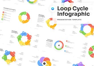 彩色循环箭头图形keynote模板 - 顶尖PPT