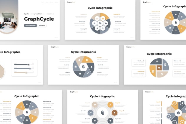 商务质感循环关系流程图形PPT模板 - 顶尖PPT