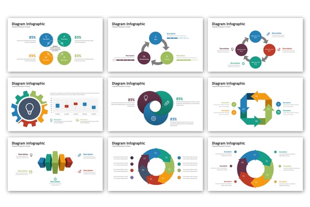彩色环形关系图PPT模板 - 顶尖PPT