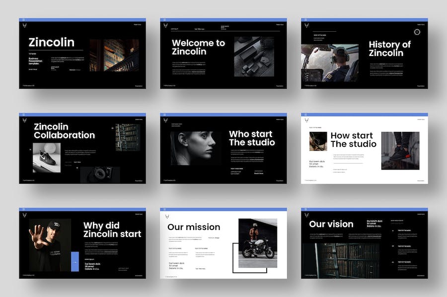 蓝黑色产品摄影展示营销策划商务通用PPT模板 - 顶尖PPT