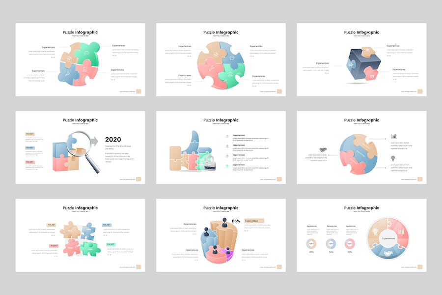 多色彩创意拼图信息图PPT模板 - 顶尖PPT