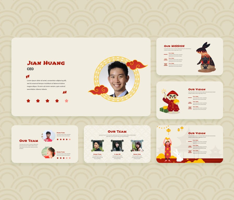 红色喜庆新年快乐文化传播PPT模板 - 顶尖PPT