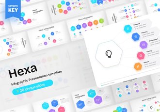 六边形彩色信息图形图表keynote模板 - 顶尖PPT