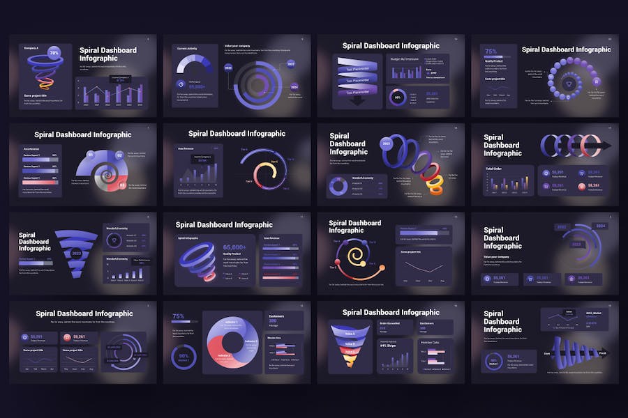 螺旋仪表板数据监控Keynote模板 - 顶尖PPT