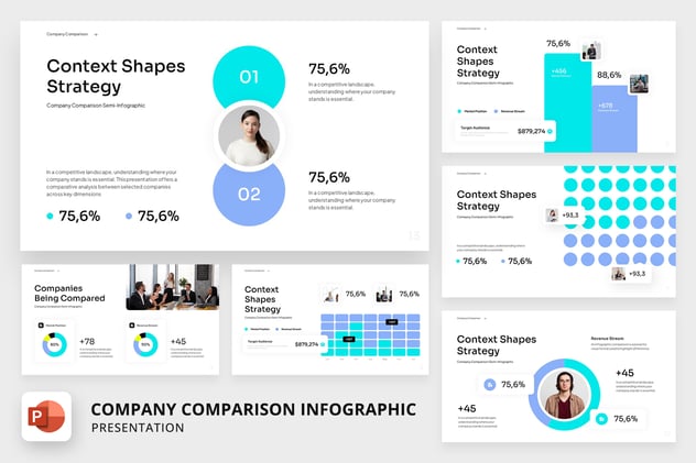 公司信息比较图形PPT模板 - 顶尖PPT