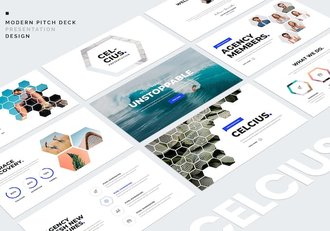 六变形组合版式扁平化商务通用国外PPT模板 - 顶尖PPT