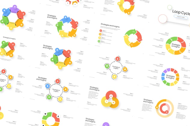 彩色循环箭头图形keynote模板 - 顶尖PPT