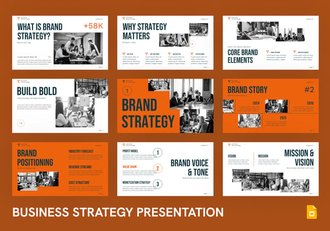 橙色现代企业发展战略PPT模板 - 顶尖PPT