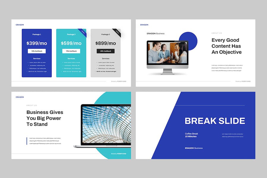 现代商务企业品牌形象视觉展示PPT模板 - 顶尖PPT