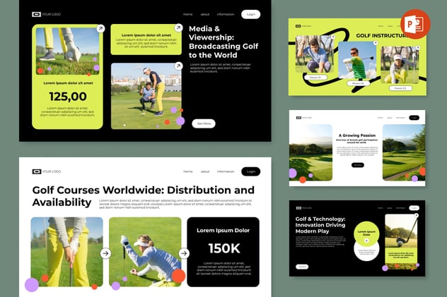 高尔夫运动项目推广动感风格展示PPT模板 - 顶尖PPT