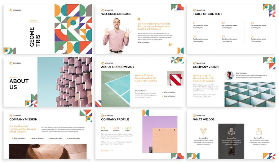 几何图形讲述展示设计构思应用Keynote模板 - 顶尖PPT