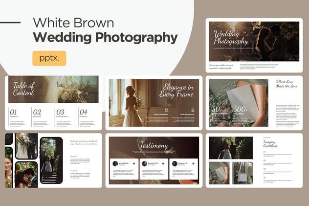 白棕色婚礼摄影PPT模板 - 顶尖PPT