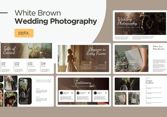白棕色婚礼摄影PPT模板 - 顶尖PPT