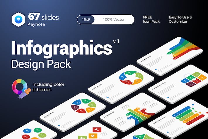 多色商务箭头信息图表keynote模板 - 顶尖PPT