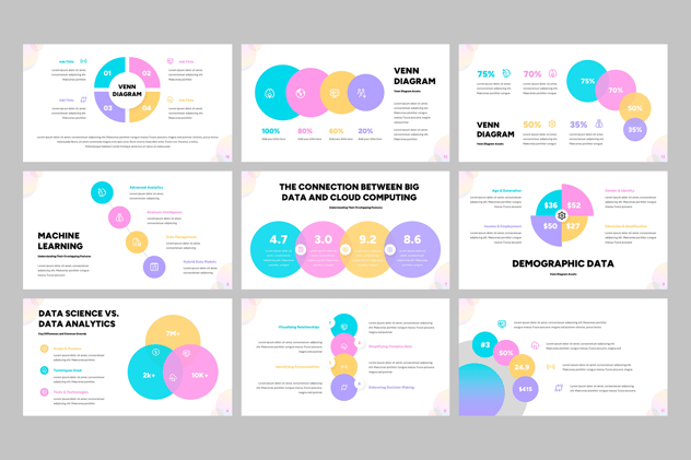 彩色文氏图维恩图形PPT模板 - 顶尖PPT