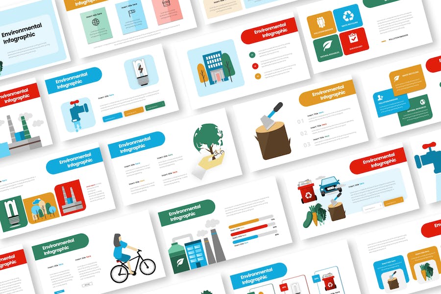 环境保护垃圾分类场景插画keynote模板 - 顶尖PPT