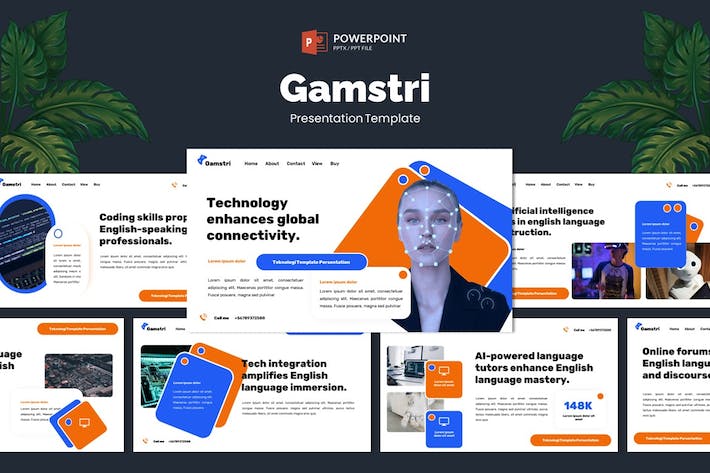 AI科技PPT人脸识别人脸捕捉技术人工智能模型PPT模板 - 顶尖PPT