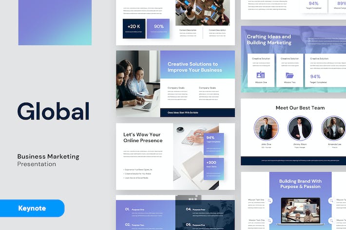 全球商务市场营销推广Keynote模板 - 顶尖PPT