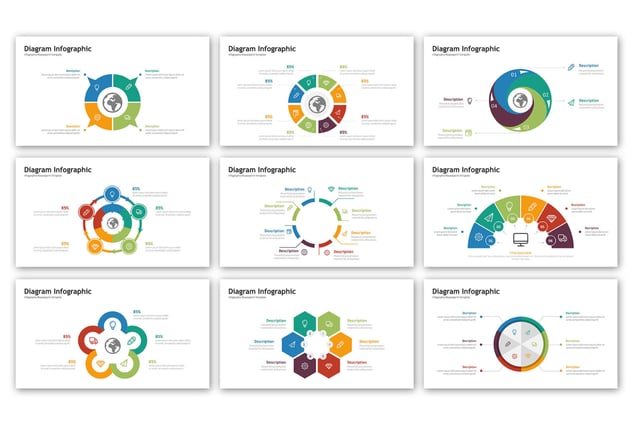 彩色环形关系图PPT模板 - 顶尖PPT