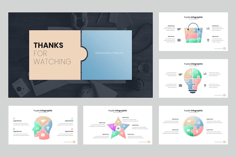 多色彩创意拼图信息图PPT模板 - 顶尖PPT