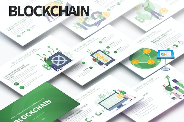 网络科技区块链概念插画图形keynote模板 - 顶尖PPT