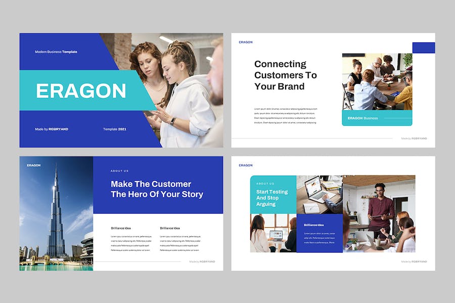 现代商务企业品牌形象视觉展示PPT模板 - 顶尖PPT