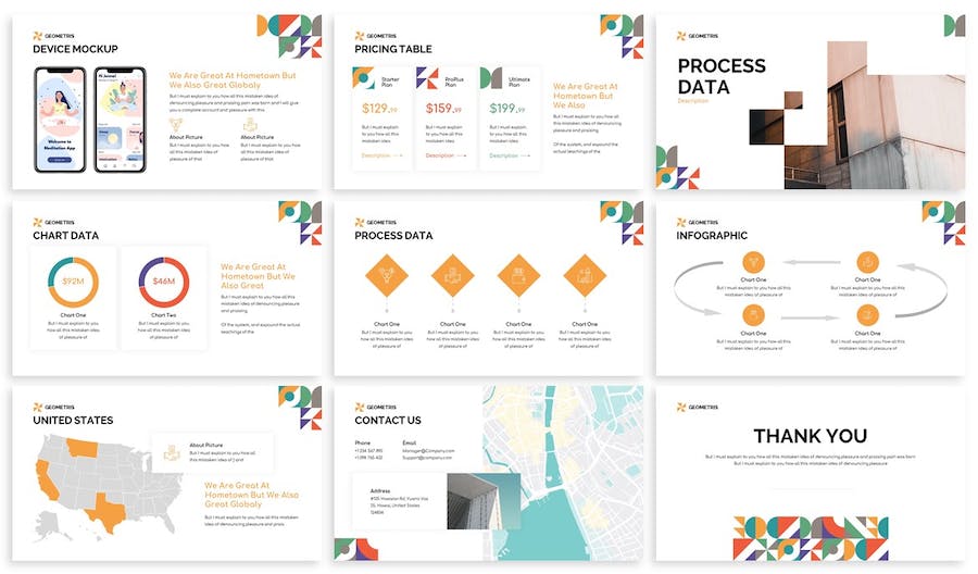 几何图形讲述展示设计构思应用Keynote模板 - 顶尖PPT