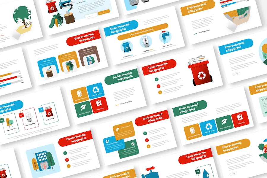 环境保护垃圾分类场景插画keynote模板 - 顶尖PPT