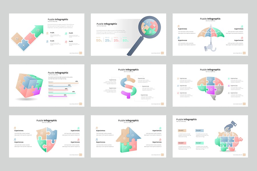 多色彩创意拼图信息图PPT模板 - 顶尖PPT